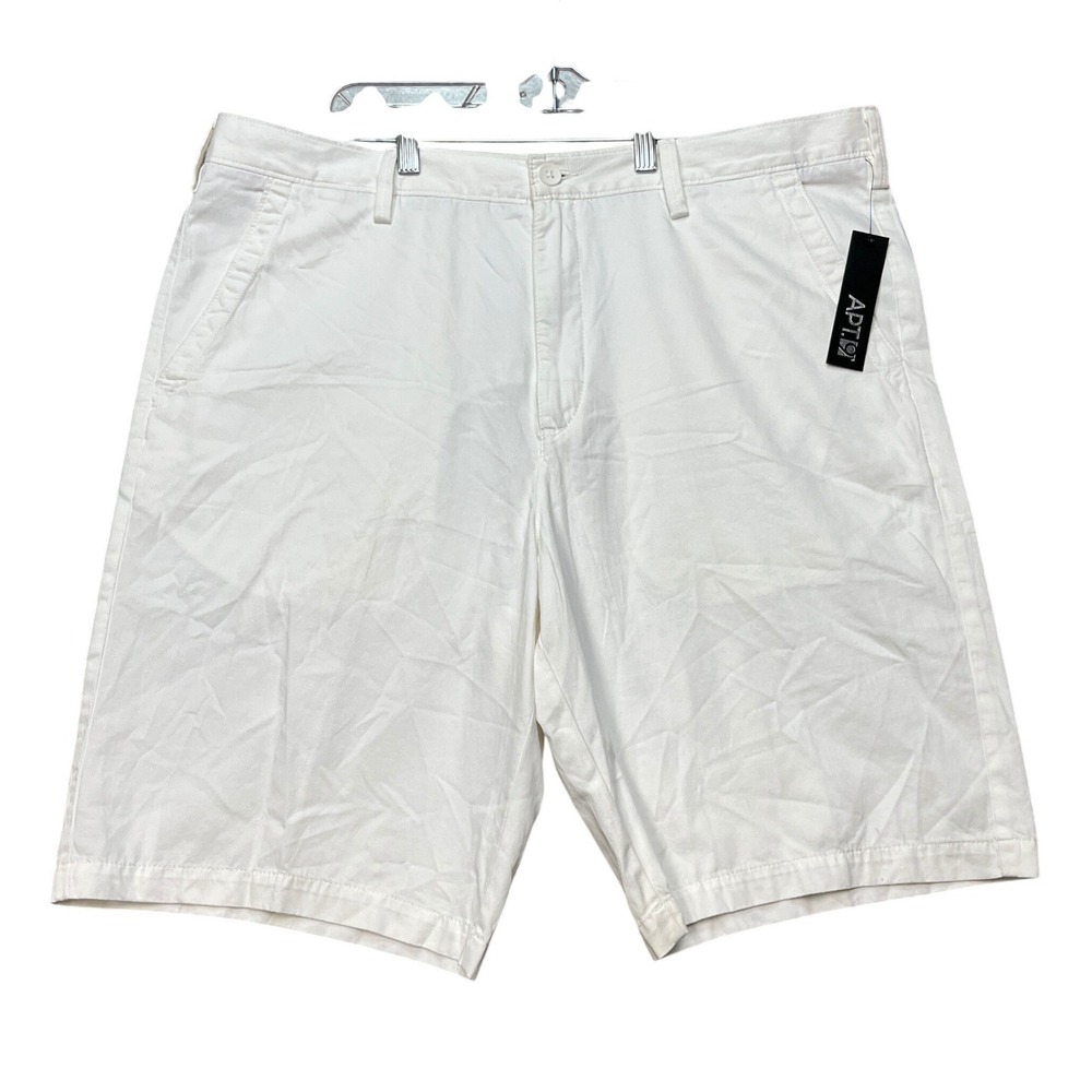 Apt. 9 Shorts Men 40 11 Inseam White Flat Front Stretch Tech Pockets Classic NEW